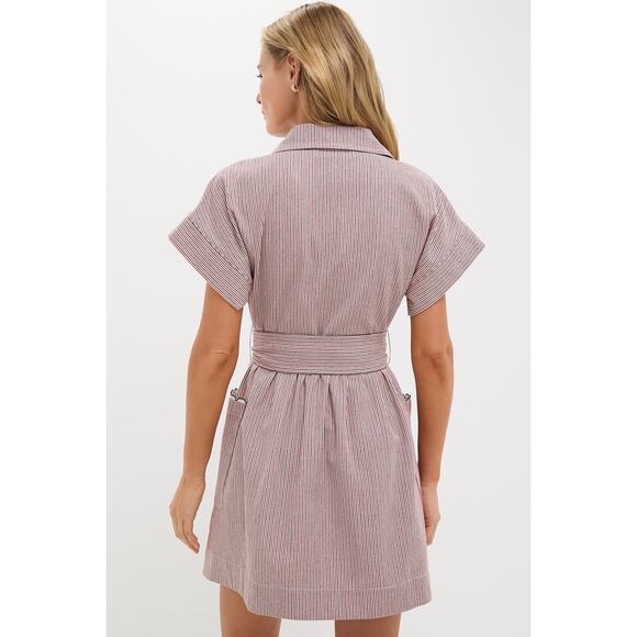 TUCKERNUCK Red and Blue Stripe Mini Ceci Dress Size L NWT Retail $198 Tuckernuck - Picture 2 of 8